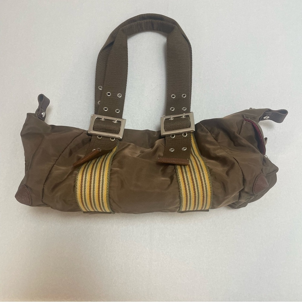 Un Apres Midi De Chein Paris Y2K Nylon Mini Hobo Satchel in Brown